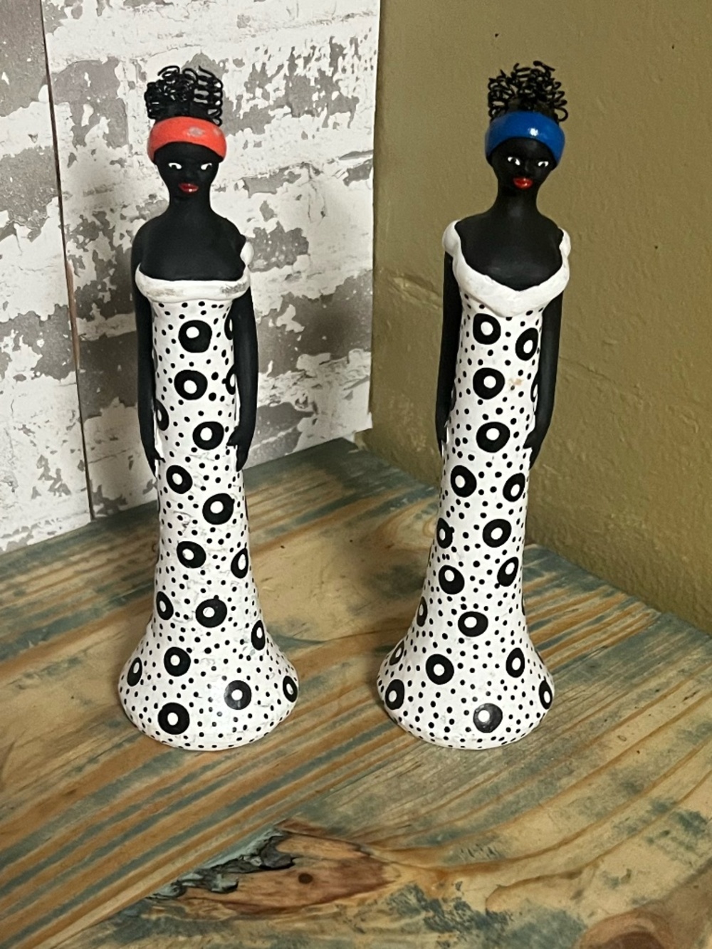 Pair of handcrafted ceramic "Baiana" Folk art Figurines